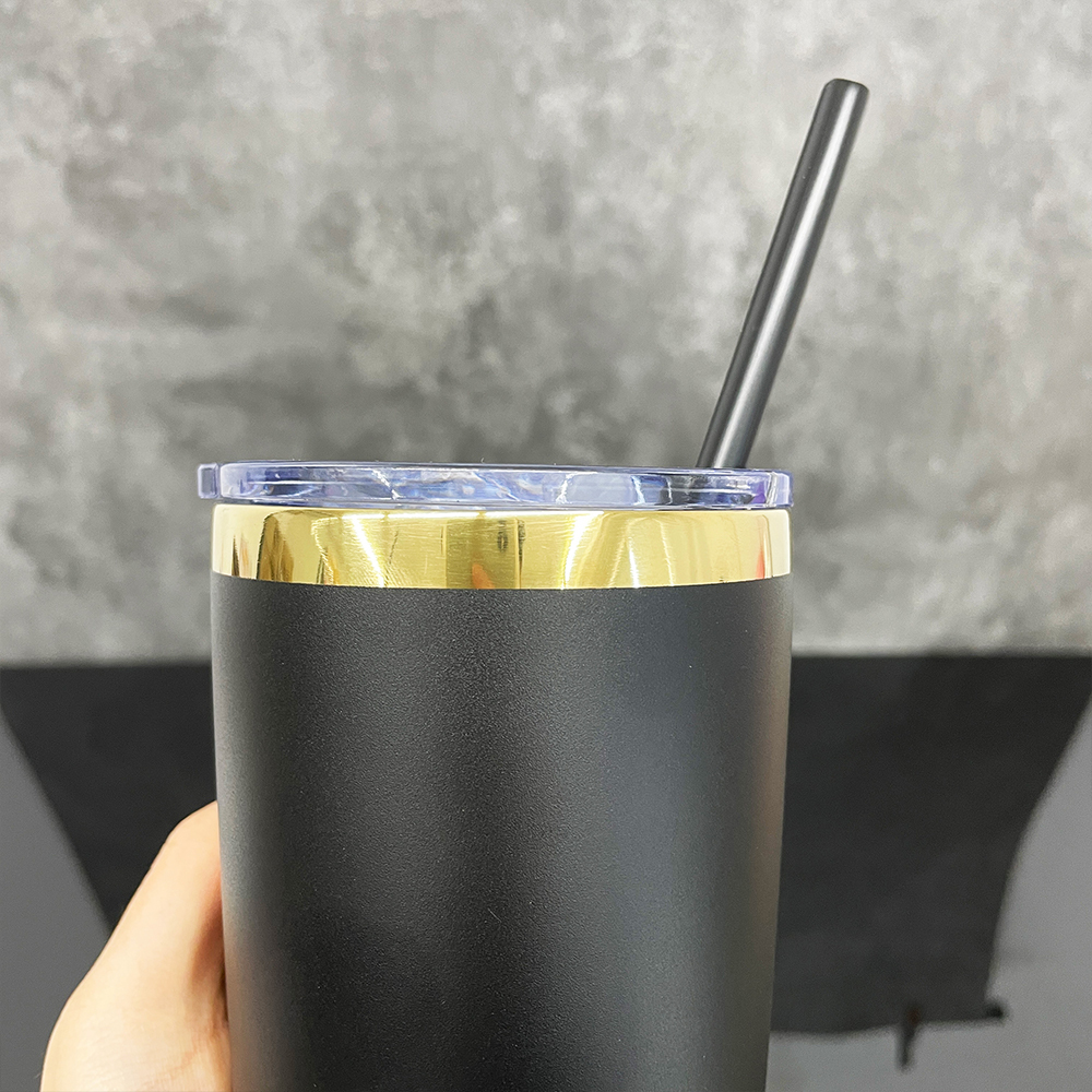 25 Pack YIPAI USA Warehouse Yeti Powder Coated 20oz Mirror Gold Plated Tumblers With Colorful Straws for Laser Engraving