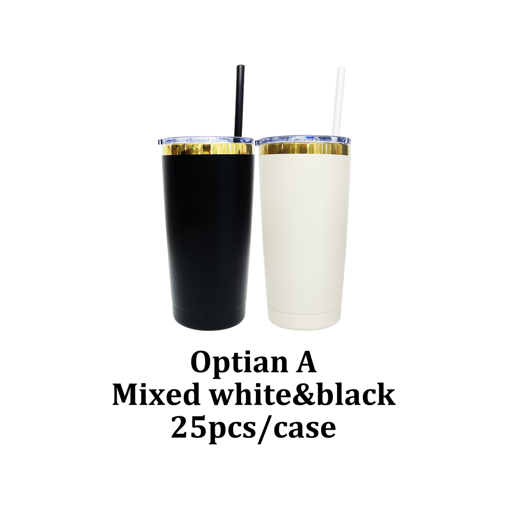 25 Pack YIPAI USA Warehouse Yeti Powder Coated 20oz Mirror Gold Plated Tumblers With Colorful Straws for Laser Engraving