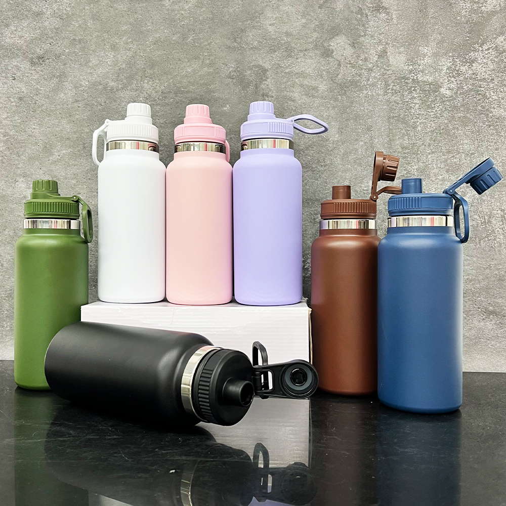20 Pack YIPAI China Warehouse Outdoor Sports Powder Coated 32oz Water Bottle with Portable Drinking Spout Lid for Laser Engraving