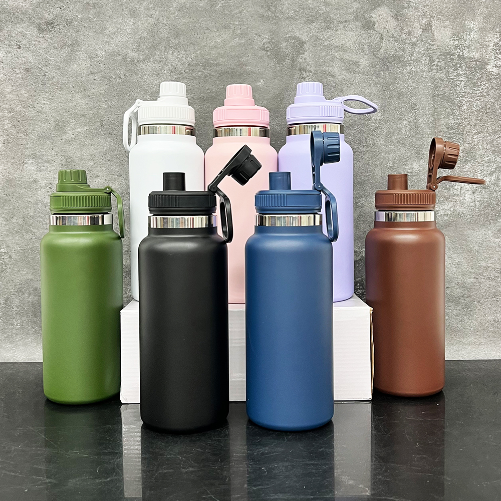 20 Pack YIPAI China Warehouse Outdoor Sports Powder Coated 32oz Water Bottle with Portable Drinking Spout Lid for Laser Engraving