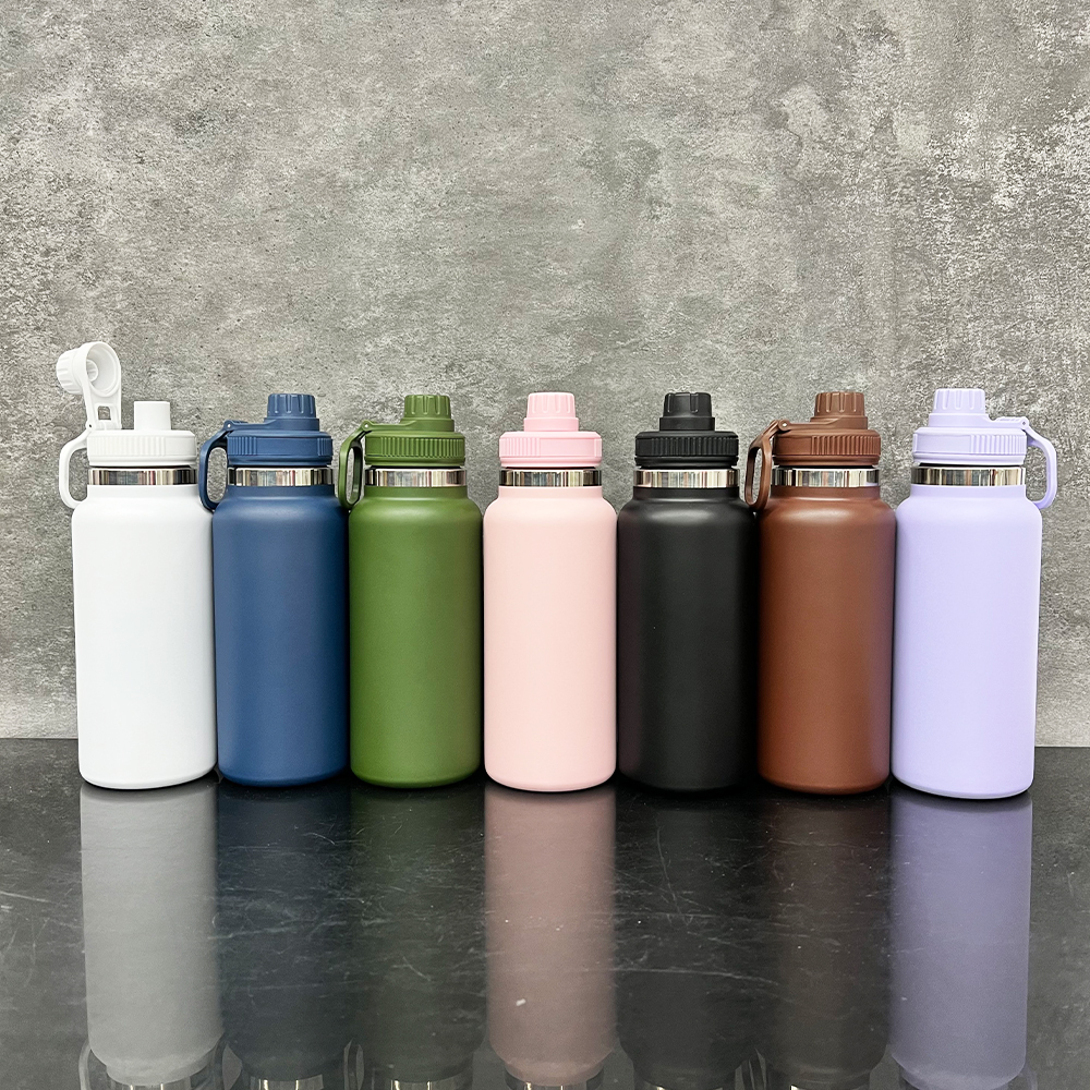 20 Pack YIPAI China Warehouse Outdoor Sports Powder Coated 32oz Water Bottle with Portable Drinking Spout Lid for Laser Engraving