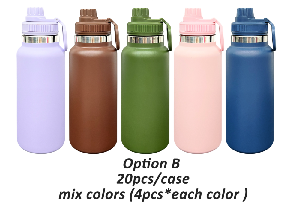 20 Pack YIPAI China Warehouse Outdoor Sports Powder Coated 32oz Water Bottle with Portable Drinking Spout Lid for Laser Engraving