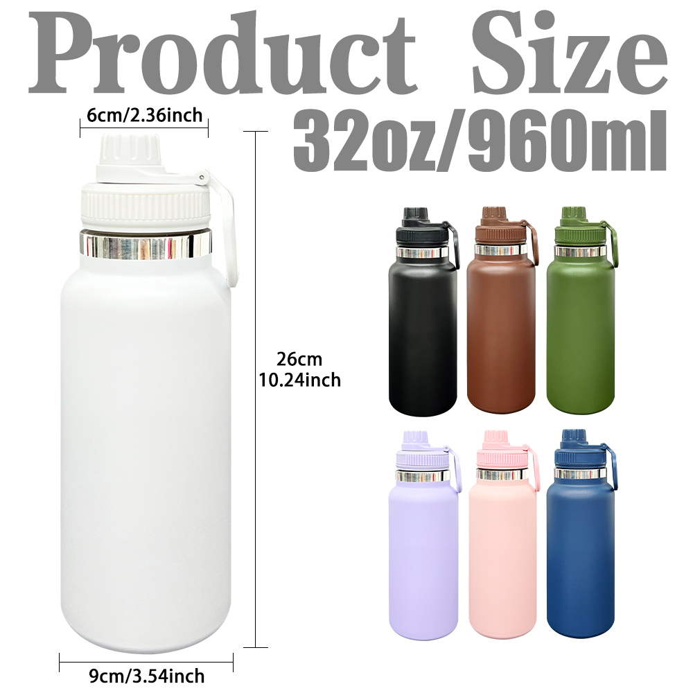 20 Pack YIPAI China Warehouse Outdoor Sports Powder Coated 32oz Water Bottle with Portable Drinking Spout Lid for Laser Engraving