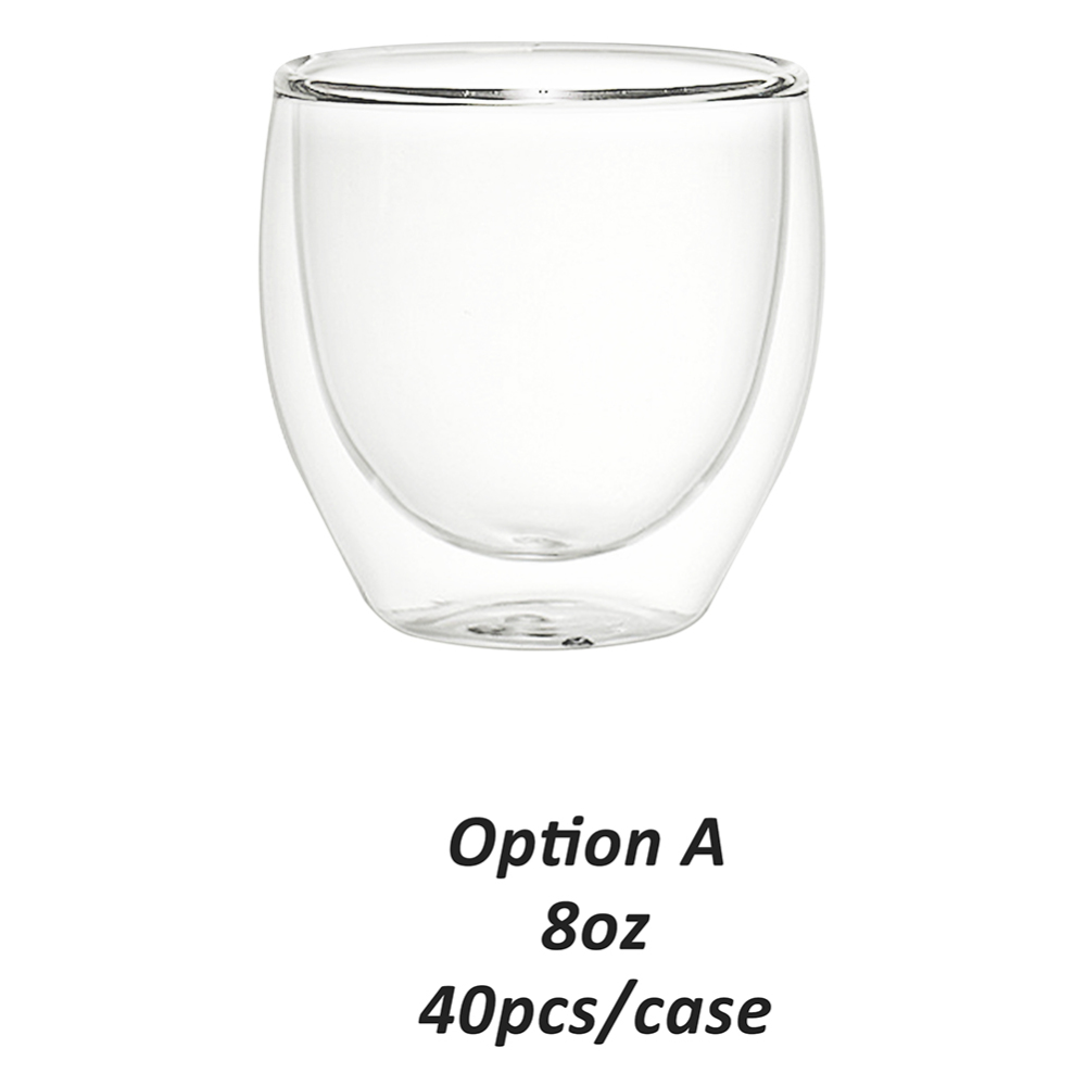 40 Pack YIPAI Clearance China Warehouse Double Walled Snow Globe Round Coffee Glass Cups with Pre Drilled