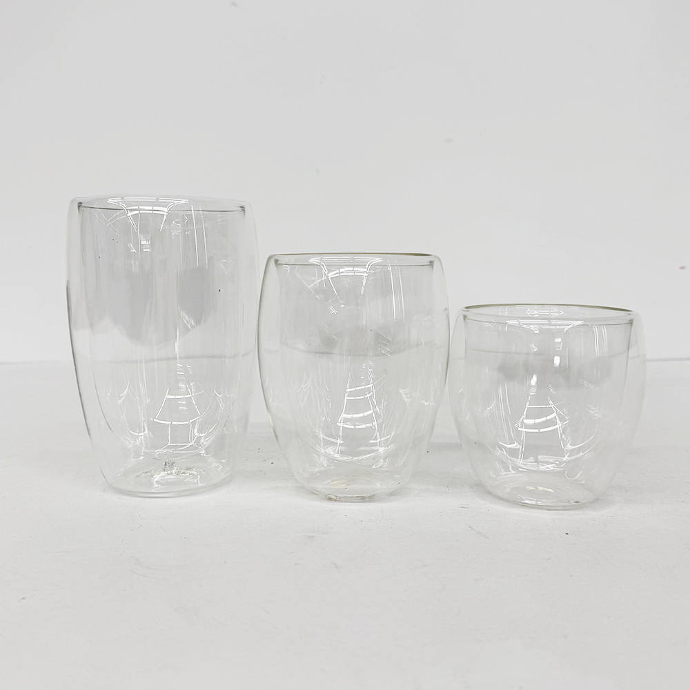 40 Pack YIPAI Clearance China Warehouse 8oz 12oz 15oz Double Walled Snow Globe Round Coffee Glass Cups with Pre Drilled for UV DTF Cup Wraps