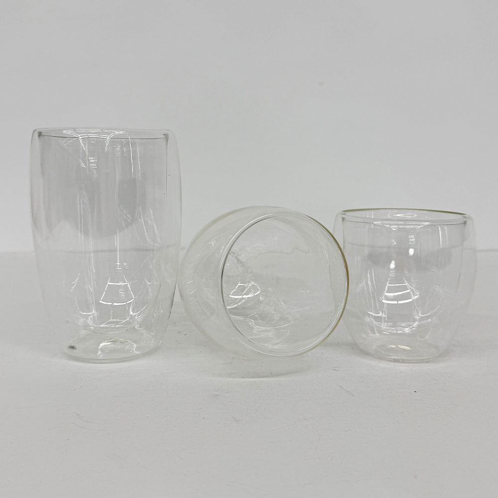 40 Pack YIPAI Clearance China Warehouse 8oz 12oz 15oz Double Walled Snow Globe Round Coffee Glass Cups with Pre Drilled for UV DTF Cup Wraps
