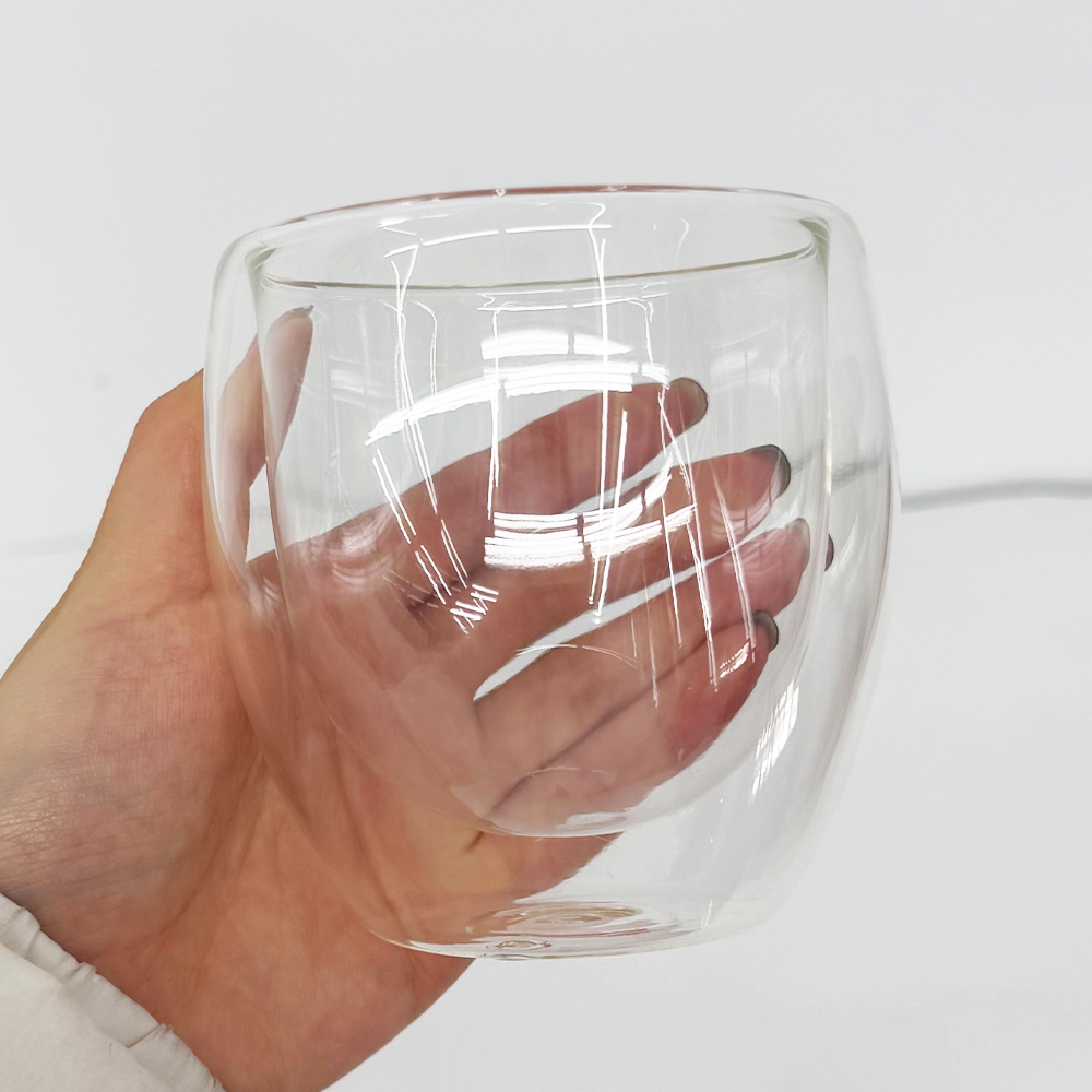 40 Pack YIPAI Clearance China Warehouse 8oz 12oz 15oz Double Walled Snow Globe Round Coffee Glass Cups with Pre Drilled for UV DTF Cup Wraps