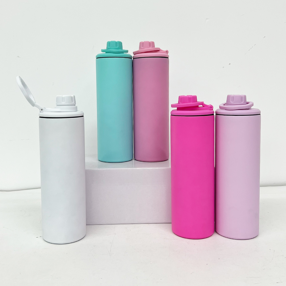 25 Pack Yipai China Warehouse Blank Macaron Sublimation 20oz Straight Sports Water Bottle with Two Lids