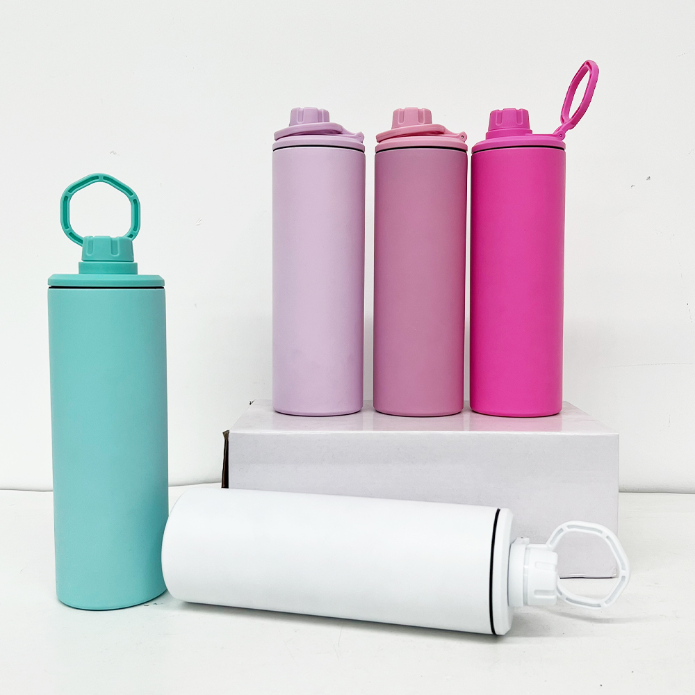 25 Pack Yipai China Warehouse Blank Macaron Sublimation 20oz Straight Sports Water Bottle with Two Lids