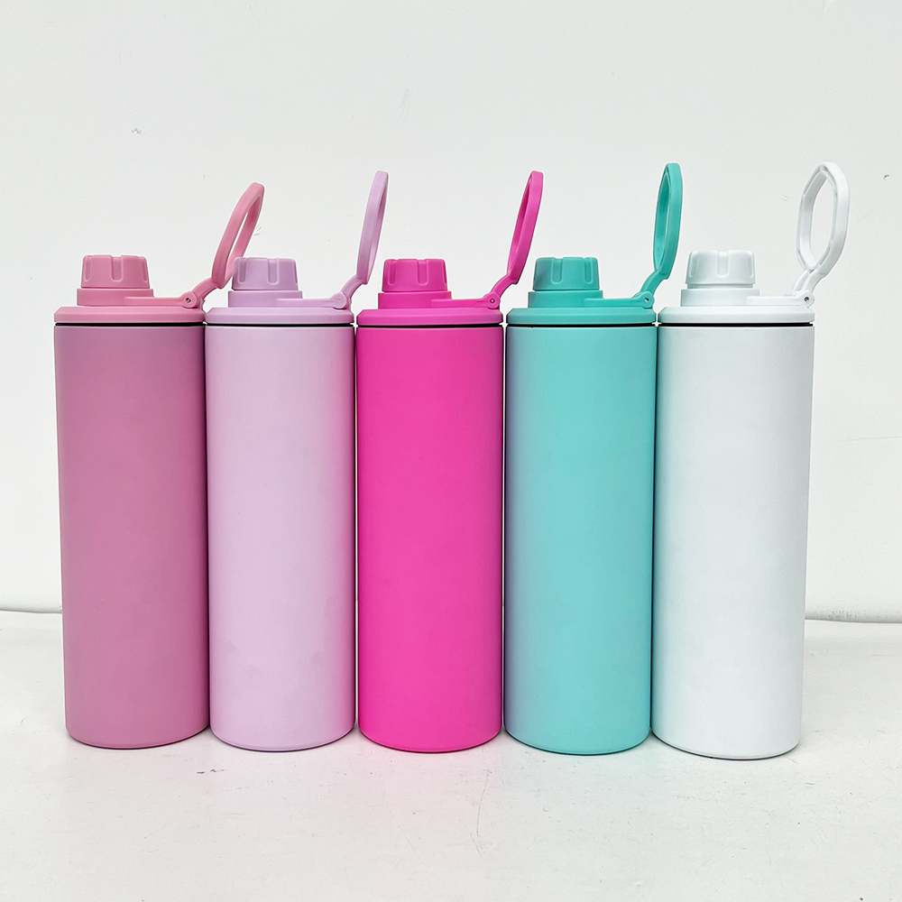 25 Pack Yipai China Warehouse Blank Macaron Sublimation 20oz Straight Sports Water Bottle with Two Lids