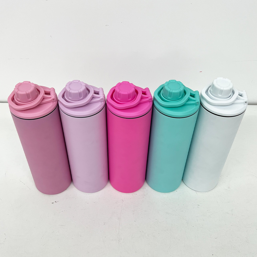 25 Pack Yipai China Warehouse Blank Macaron Sublimation 20oz Straight Sports Water Bottle with Two Lids