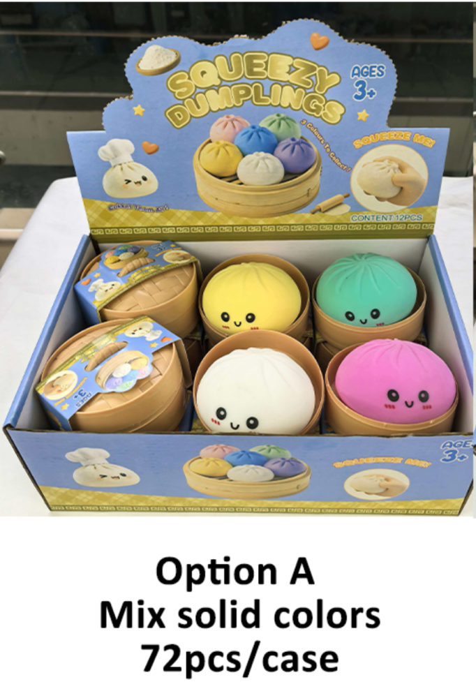72 Pack YIPAI China Warehouse Dumpling Squishy Mystery Box Colorful Soft Squeeze Decompression Dumpling Squishy Toys with Steamer