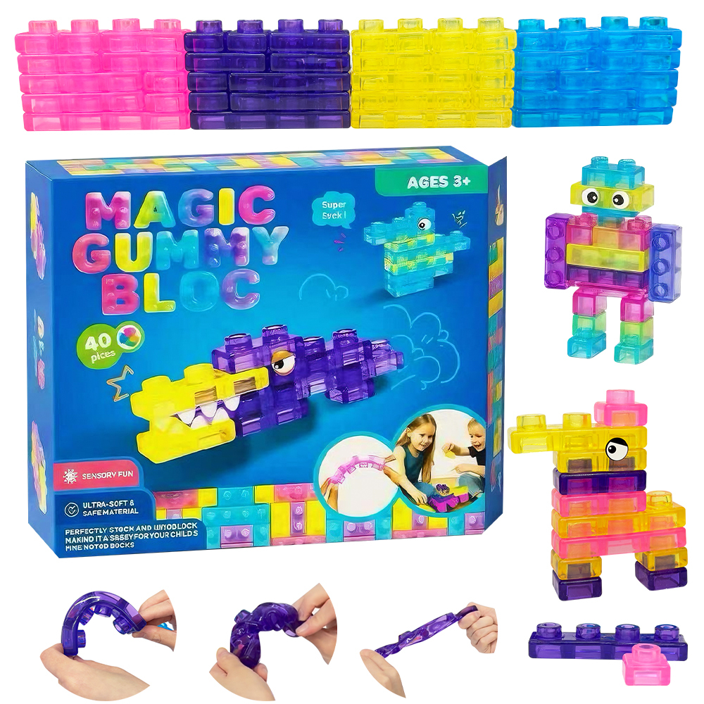 28 Pack YIPAI China Warehouse Jelly Blox Same Style Soft Jelly Building Blocks for Toddlers Kids