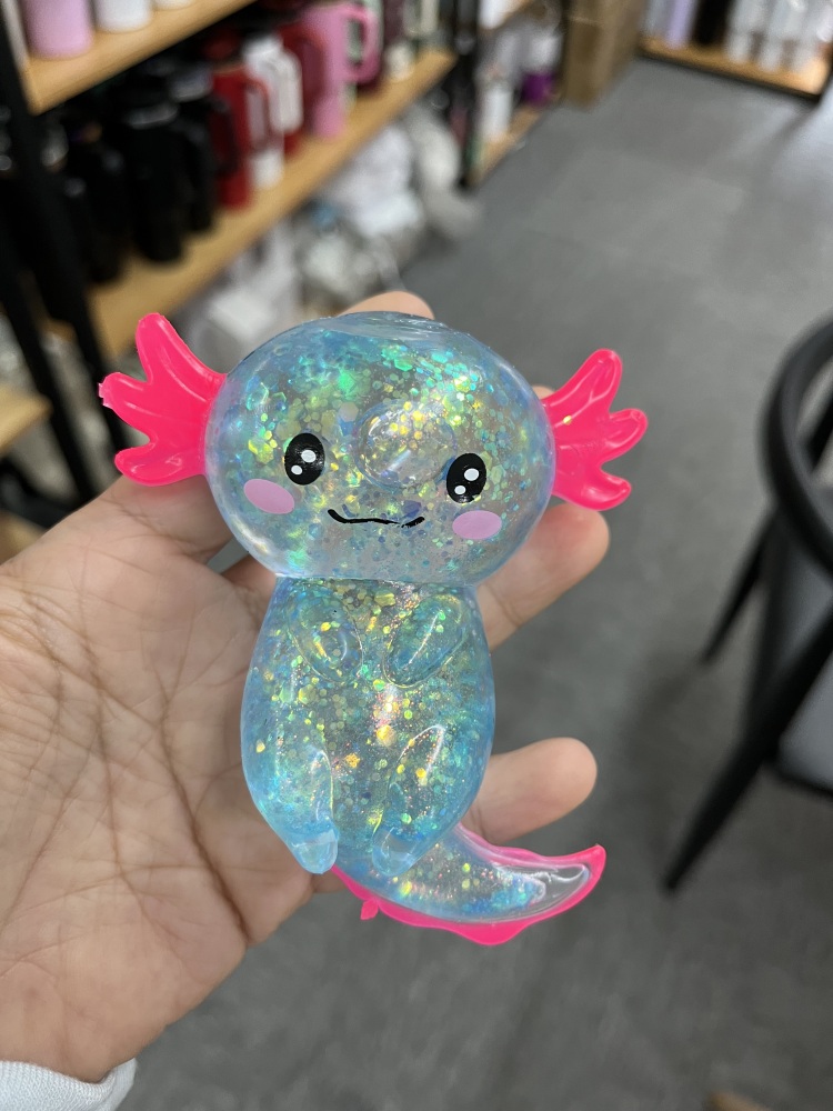 100 Pack YIPAI China Warehouse Glitter Squishy Axolotl Fidget Stress Relief Toy