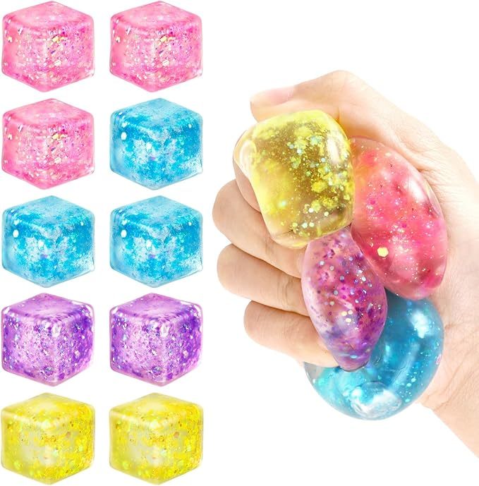 72 Pack YIPAI China Warehouse 5cm Glitter Squeeze Ice Cubes with Gift BoX
