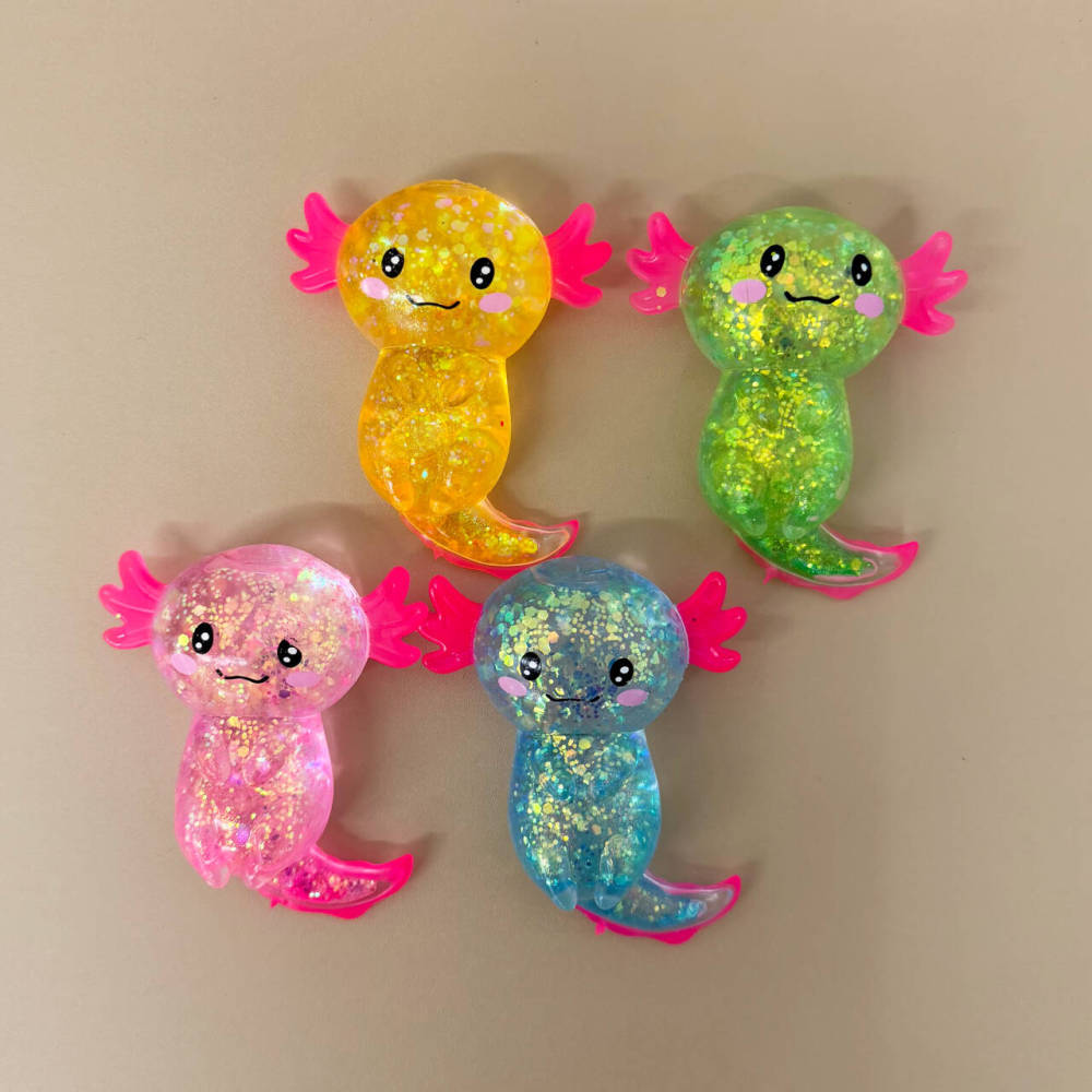 100 Pack YIPAI China Warehouse Glitter Squishy Axolotl Fidget Stress Relief Toy