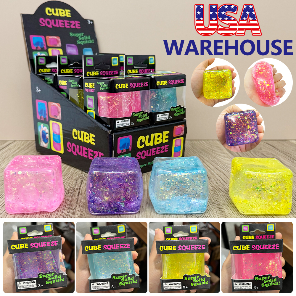 72 Pack YIPAI USA Warehouse 5cm Glitter Squeeze Ice Cubes with Gift BoX