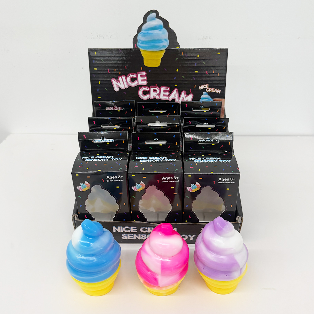 72 Pack YIPAI China Warehouse TPR Squeezing Squishy Ice Cream Cone Toys Stress Relief Fidget Toy for Kids
