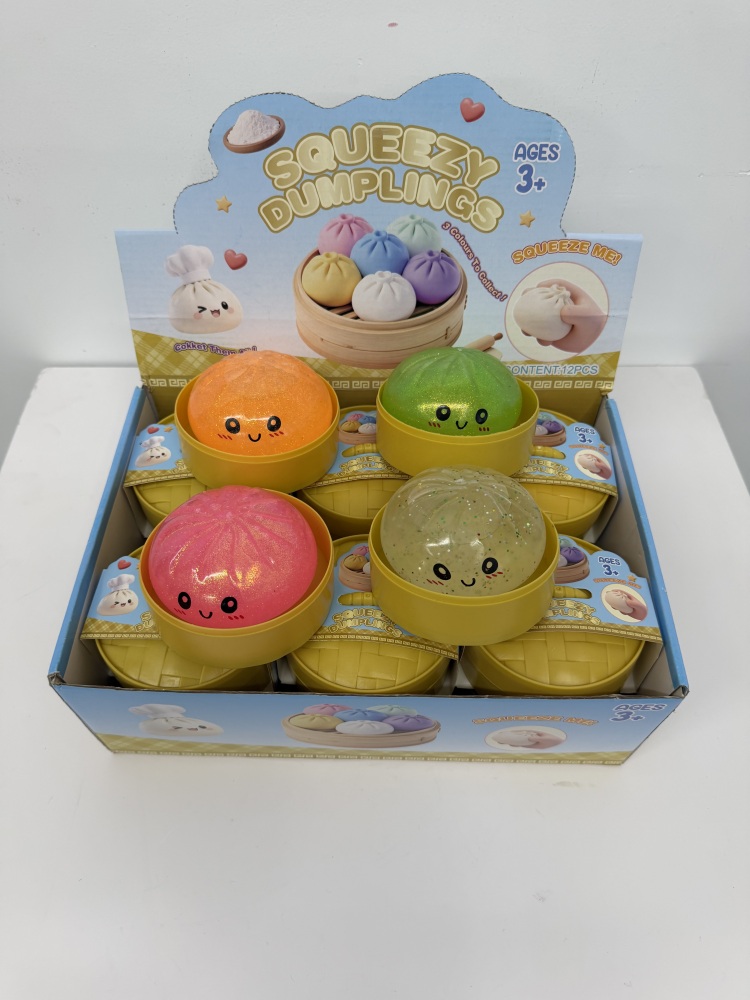 72 Pack YIPAI China Warehouse 8.5cm Realistic Steamed Bun Glitter Dumpling Squishies Toys Stress Relief Squishy Toys with Steamer