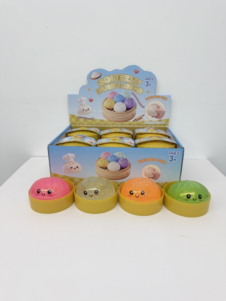 72 Pack YIPAI China Warehouse 8.5cm Realistic Steamed Bun Glitter Dumpling Squishies Toys Stress Relief Squishy Toys with Steamer