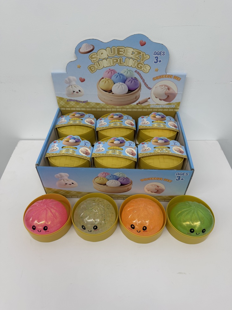72 Pack YIPAI China Warehouse 8.5cm Realistic Steamed Bun Glitter Dumpling Squishies Toys Stress Relief Squishy Toys with Steamer