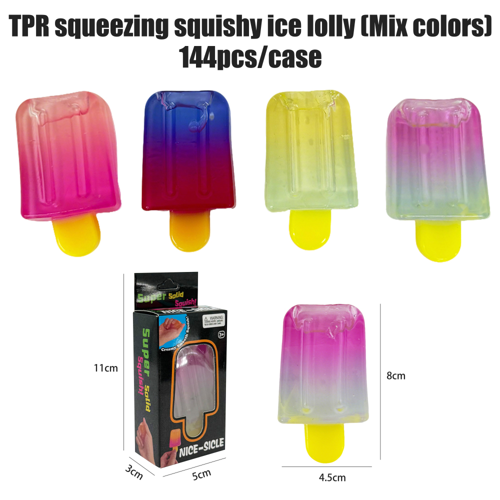 144 Pack YIPAI China Warehouse TPR Squeezing Squishy Ice Lolly Stress Relief Fidget Toy for Kids
