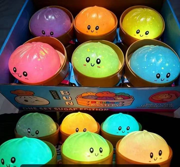 72 Pack YIPAI China Warehouse 8.5cm Glow in Dark Soft Glitter Dumpling Squishy Stress Relief Rainbow Mystery Fidget Toys Blind Box