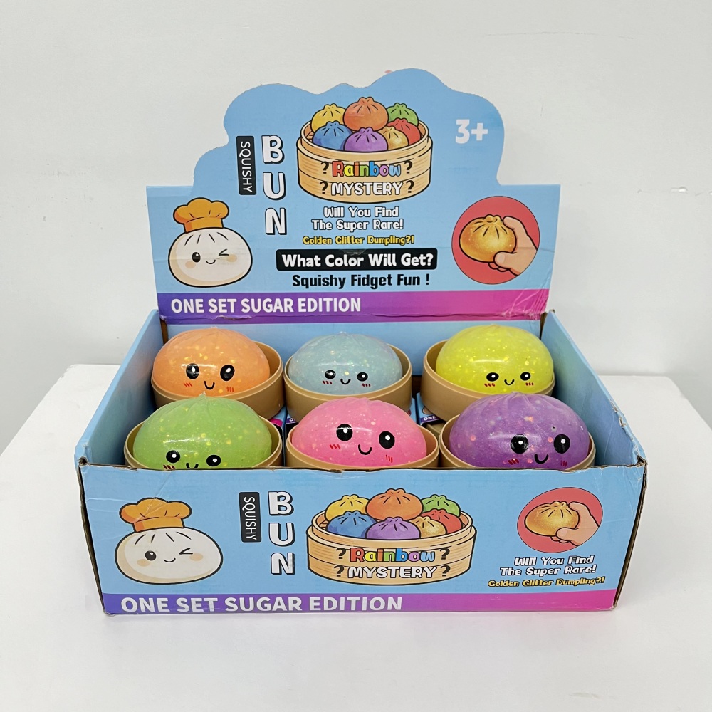 72 Pack YIPAI China Warehouse 8.5cm Glow in Dark Soft Glitter Dumpling Squishy Stress Relief Rainbow Mystery Fidget Toys Blind Box