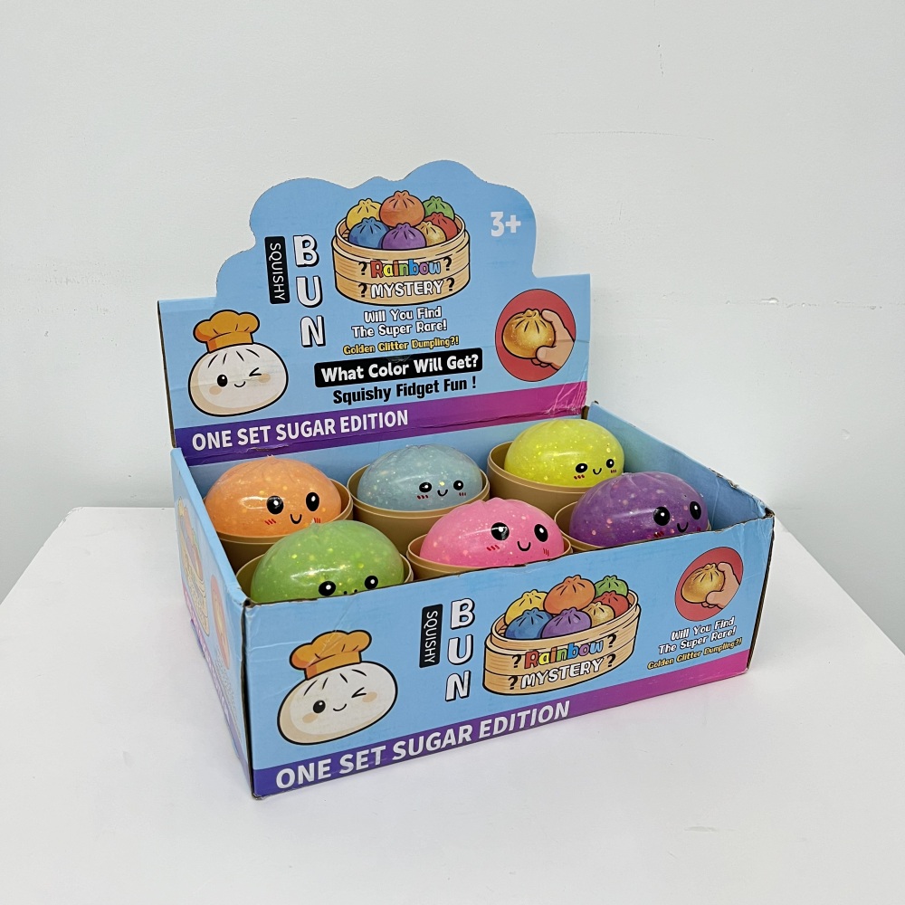 72 Pack YIPAI China Warehouse 8.5cm Glow in Dark Soft Glitter Dumpling Squishy Stress Relief Rainbow Mystery Fidget Toys Blind Box