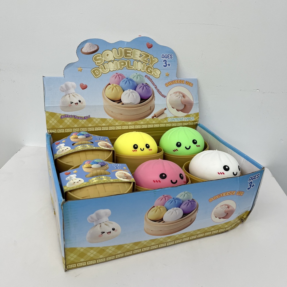 72 Pack YIPAI China Warehouse Dumpling Squishy Mystery Box Colorful Soft Squeeze Decompression Dumpling Squishy Toys with Steamer