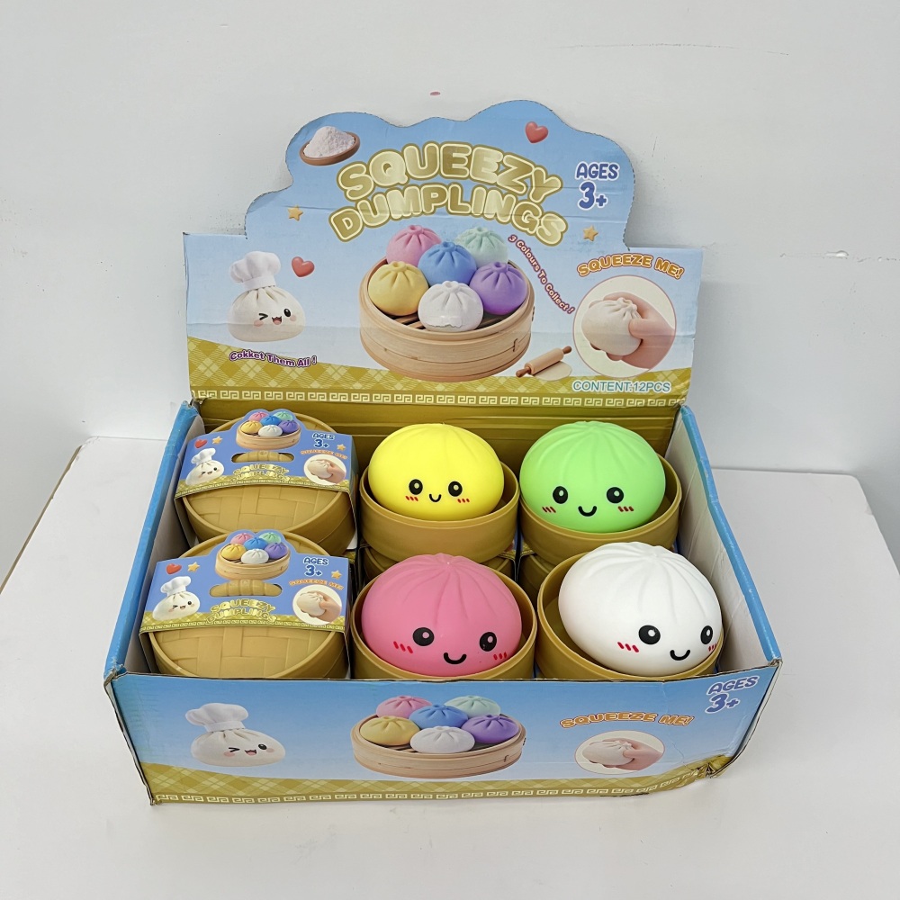 72 Pack YIPAI China Warehouse Dumpling Squishy Mystery Box Colorful Soft Squeeze Decompression Dumpling Squishy Toys with Steamer