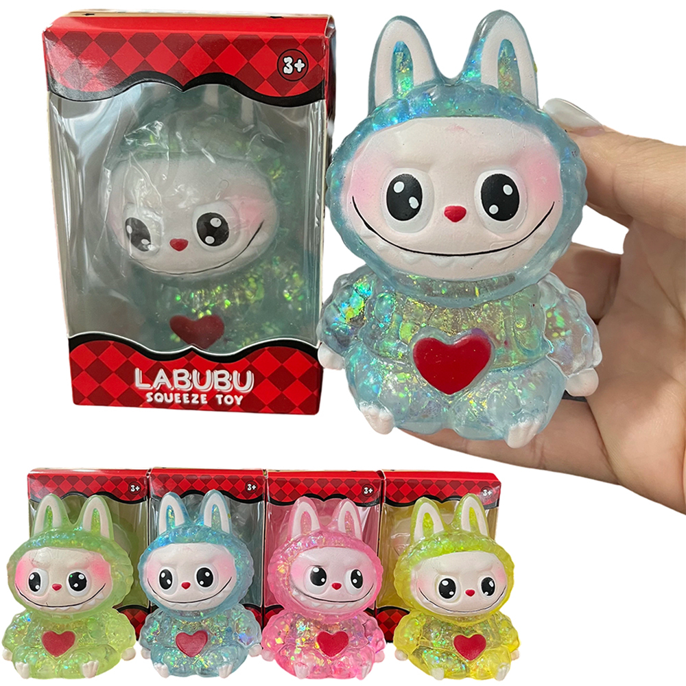 60 Pack YIPAI China Warehouse Cute Glitter LABUBU Maltose Squishy Stress Relief Fidget Toy with Gift Box for Kids