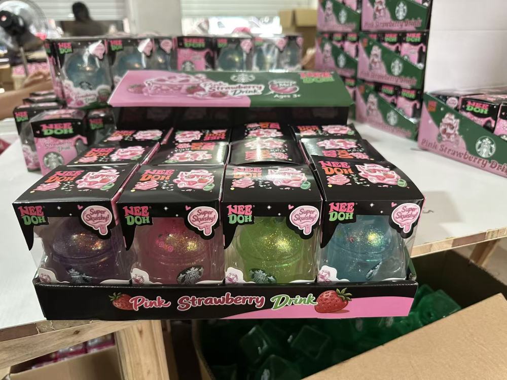 72 Pack YIPAI China Warehouse Maltose Cute Glitter Needoh Drink Starbucks Squishy Stress Relief Fidget Toy with Gift Box for Kids
