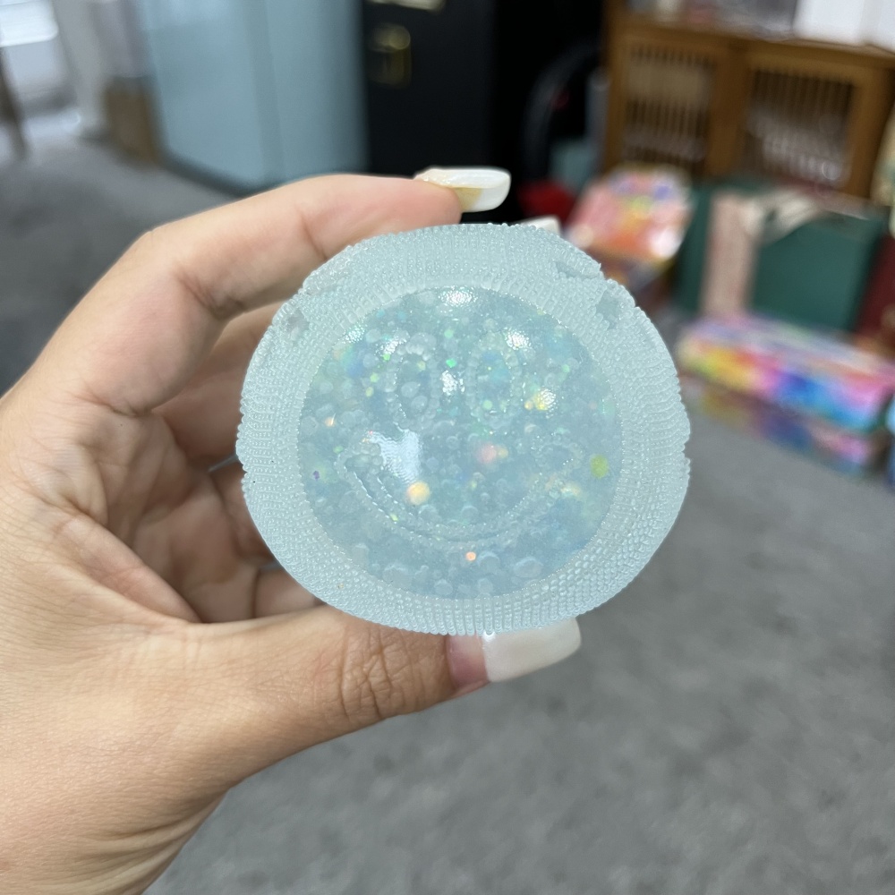 60 Pack YIPAI China Warehouse Halloween Glowing in Dark Smiley Face Glitter Fuzzy Ball Squishy Stress Relief Fidget Toy for Kids