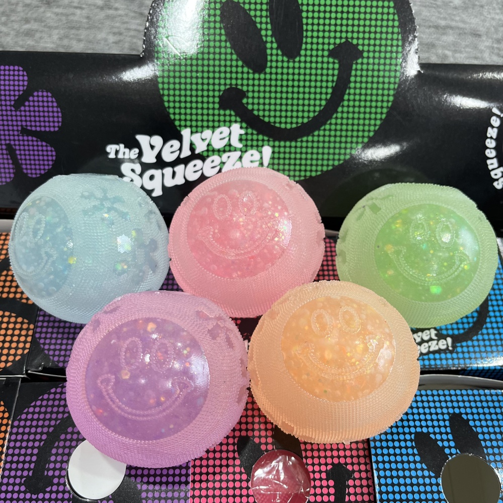 60 Pack YIPAI China Warehouse Halloween Glowing in Dark Smiley Face Glitter Fuzzy Ball Squishy Stress Relief Fidget Toy for Kids