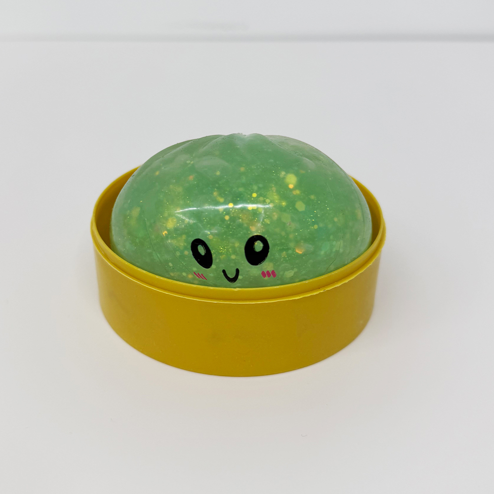 72 Pack YIPAI China Warehouse 8.5cm Realistic Steamed Bun Multi-color Glitter Dumpling Stress Relief Squishy Toys with Steamer