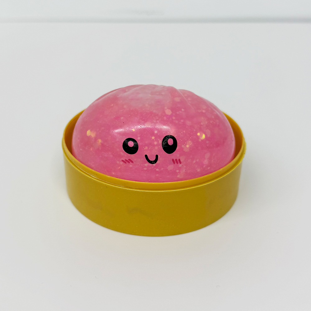 72 Pack YIPAI China Warehouse 8.5cm Realistic Steamed Bun Multi-color Glitter Dumpling Stress Relief Squishy Toys with Steamer
