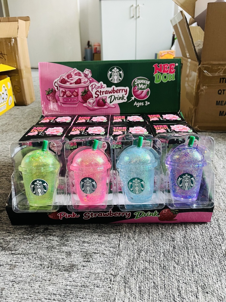 72 Pack YIPAI China Warehouse Maltose Cute Glitter Needoh Drink Starbucks Squishy Stress Relief Fidget Toy with Gift Box for Kids