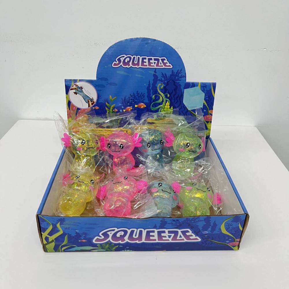 96 Pack YIPAI USA Warehouse Glitter Squishy Axolotl Fidget Stress Relief Toy