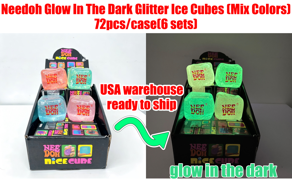 72 Pack YIPAI China Warehouse Halloween Glowing in Dark Slow Rising Glitter Cubes Squishy Stress Relief Fidget Toy for Kids