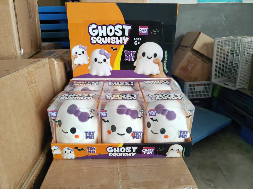 24 Pack YIPAI China Warehouse CRAZY FUN 13.5*13cm Cute Halloween Ghost Squishy Stress Relief Fidget Toy for Kids