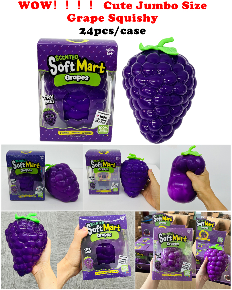 24 Pack YIPAI China Warehouse Soft Purple Giant Jumbo Grape Squishy ASMR Fruit Stress Relief Fidget Toys for Kids