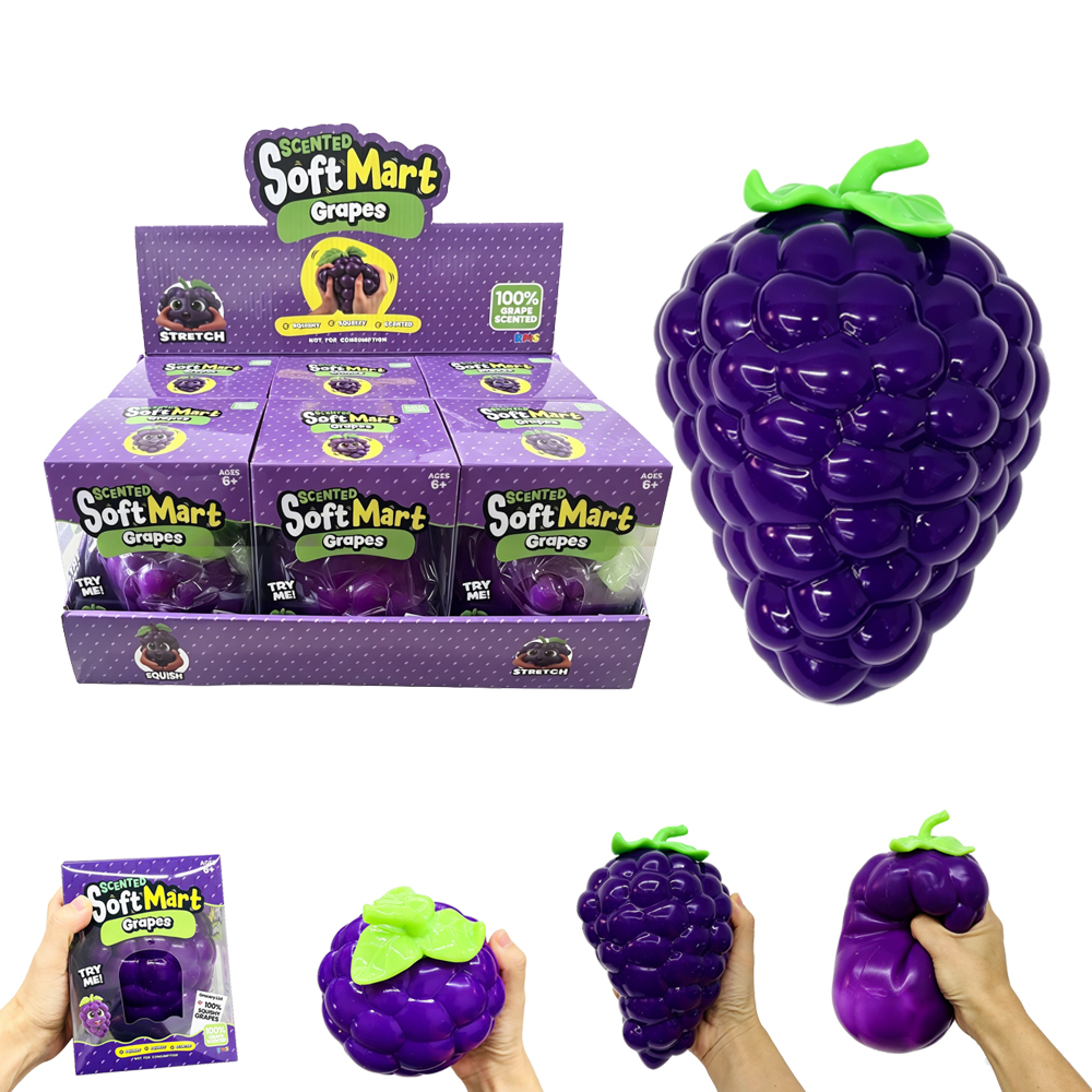 24 Pack YIPAI China Warehouse Soft Purple Giant Jumbo Grape Squishy ASMR Fruit Stress Relief Fidget Toys for Kids