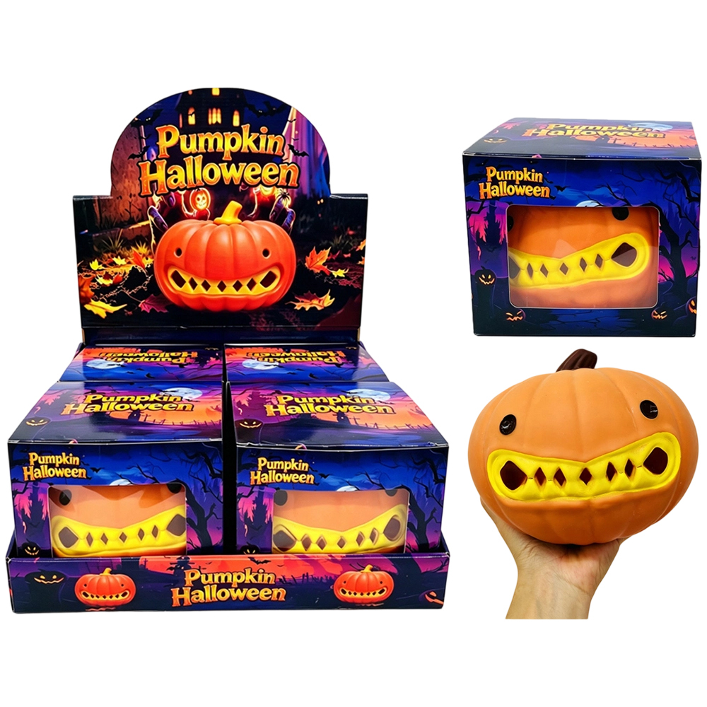 16 Pack YIPAI China Warehouse Halloween Soft Jumbo Evil Giant Pumpkin Squishy ASMR Fruit Stress Relief Fidget Toys for Kids