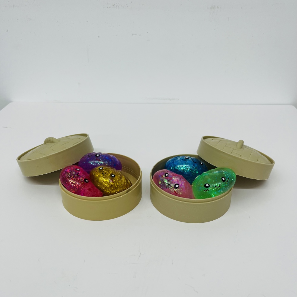 72 Pack YIPAI China Warehouse 5.5cm Maltose Glitter Slow Rising Multi-color Mini Cute Sugar Dumpling Set Stress Relief Fidget Toys with Steamer