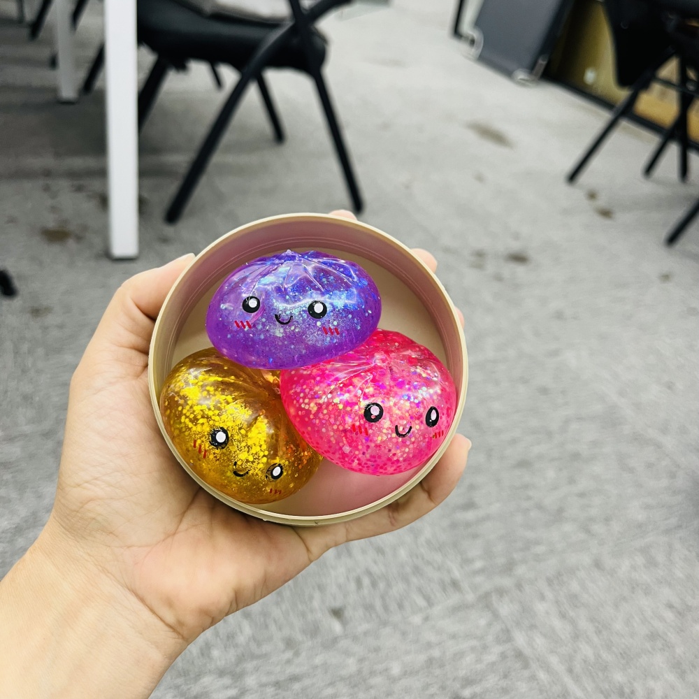 72 Pack YIPAI China Warehouse 5.5cm Maltose Glitter Slow Rising Multi-color Mini Cute Sugar Dumpling Set Stress Relief Fidget Toys with Steamer