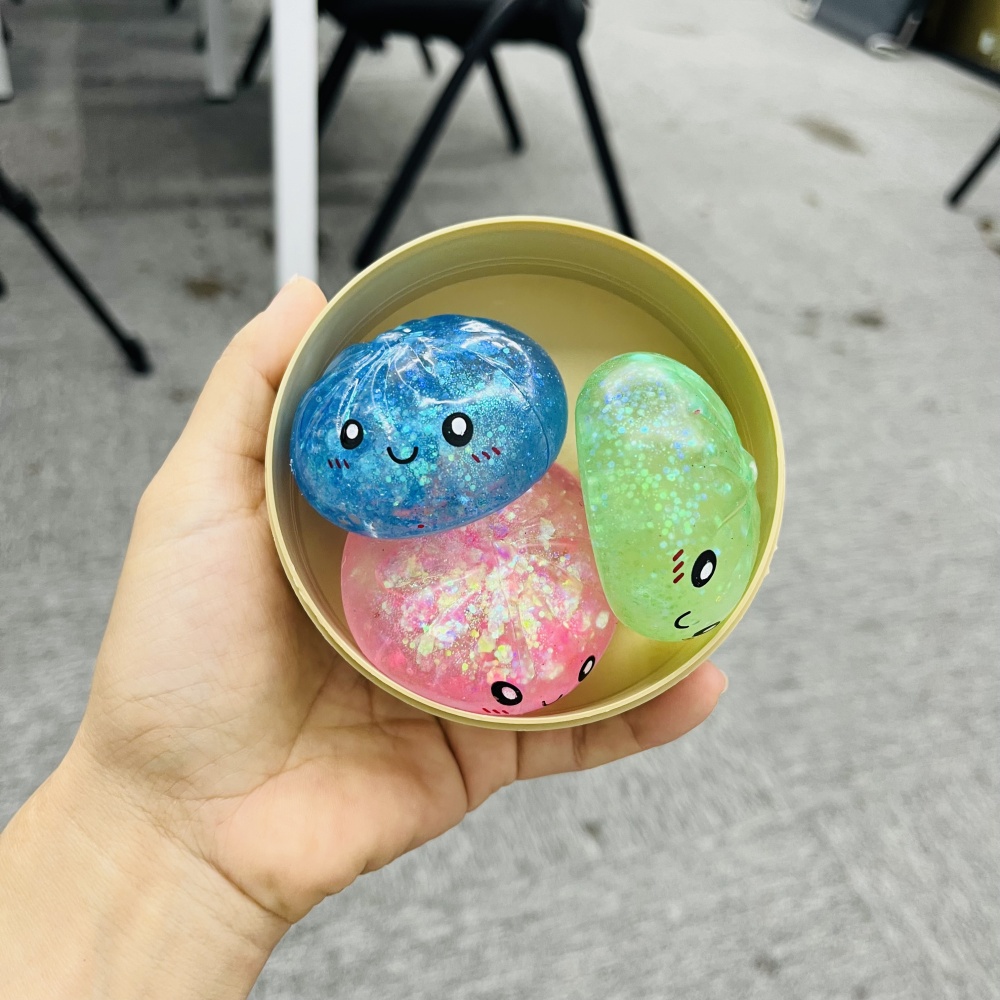 72 Pack YIPAI China Warehouse 5.5cm Maltose Glitter Slow Rising Multi-color Mini Cute Sugar Dumpling Set Stress Relief Fidget Toys with Steamer
