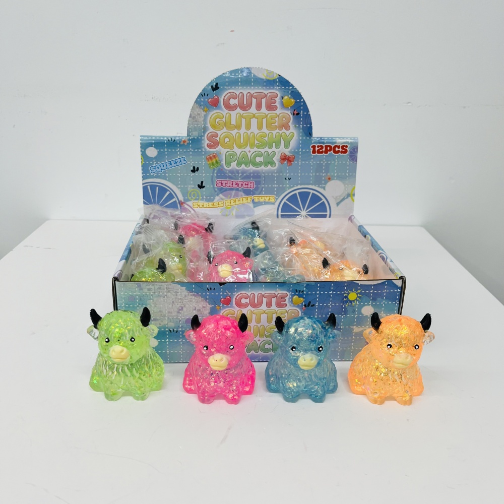 72 Pack YIPAI China Warehouse Maltose Slow‑Rising Farm Animal Squeeze Highland Cow  Squishy Stress Relief Fidget Toys for Kids