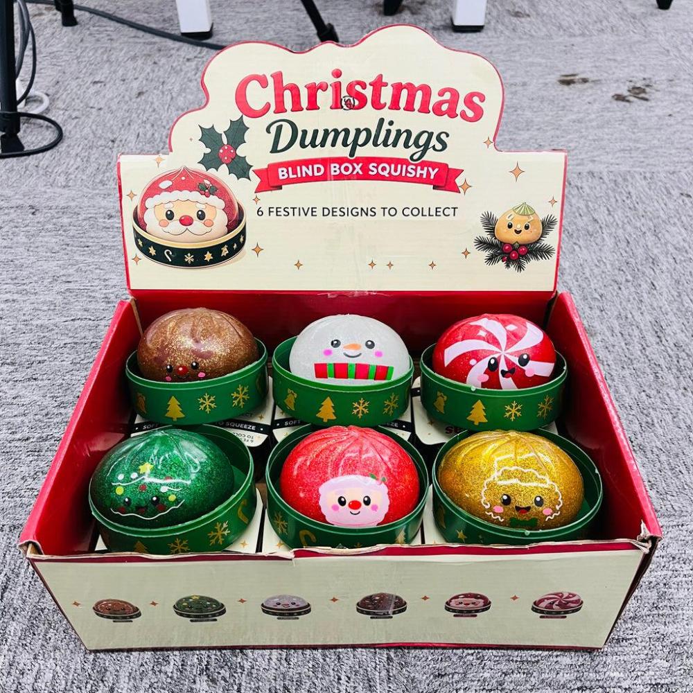 72 Pack YIPAI China Warehouse Glitter TPR Moldable Xmas Squeeze Christmas Dumpling Squishy Stress Relief Fidget Toy for Kids