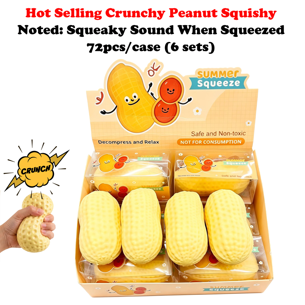 72 Pack YIPAI China Warehouse Crunchy Peanut Block‑Filled Crinkle Sound Squishy ASMR Stress Relief Fidget Toys for Kids
